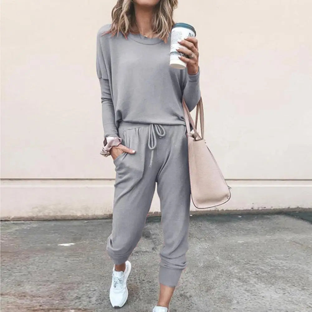 Women Autumn Casual Tracksuits 2025 Solid Color Loose Pullover Hoodies Two Piece Set Female Long Sleeve Tops Pants Sportswear