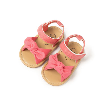 KIDSUN Summer Baby Beach Sandals Bow-knot Rubber Sole Anti-Slip Newborn Princess Toddler Crib First Walkers Baby Girls Shoes