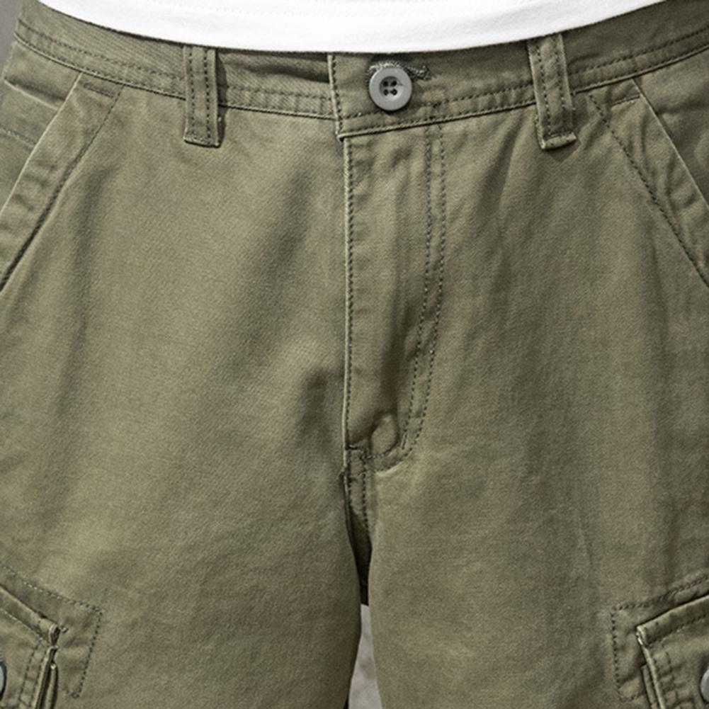 Multi Pockets Button Flying Summer Shorts Mid Rise Solid Color Straight Cargo Shorts Streetwear