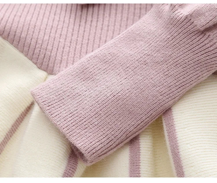 Autumn Winter Girls' Sweater Long Sleeve Dress 2025 Christmas Party Girl Baby Retro Cheongsam Lotus Leaf Knitted Wool Dress