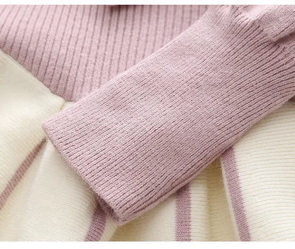 Autumn Winter Girls' Sweater Long Sleeve Dress 2025 Christmas Party Girl Baby Retro Cheongsam Lotus Leaf Knitted Wool Dress