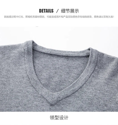 Men's Sweater Fashion Solid Color Warm Sweater Business Casual Heart Neckline Sweater Pullover Men