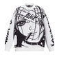 Oversized Sweater Men Women Harajuku Anime Girl Graffiti Vintage Knitted Sweater 2025 Winter Unisex Cotton Pullover Streetwear