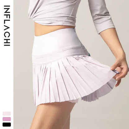 Women Tennis Skirt High Waisted Pleated Running Yoga Skirt Tennis Shorts Breathable Pleated Volleyball Shorts Hiking Shorts