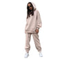 2 Pcs/Set Chic Two Pieces Set Winter Hoodie Pants Set Solid Color Casual Deep Crotch Autumn Tracksuit Keep Warm