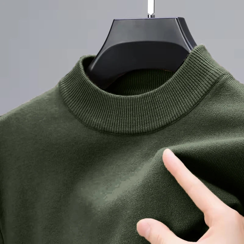 Half Turtleneck Knitwear Sweater New Autumn/Winter Mock Neck Sweatshirts Solid Color Pullovers Man Brand Casual Men's Clothing