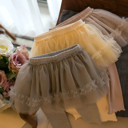 MILANCEL New Autumn Baby Children's Skinny Pants Culotte 1-4Y Girls Sweet Mesh Skirt Leggings Kids Trousers