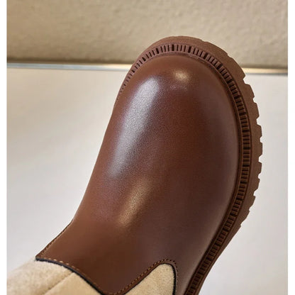 Children High Boots for Girls 2025 Autumn Winter New Fashion and Comfortable British Style Casual Versatile Trendy Leather Shoes