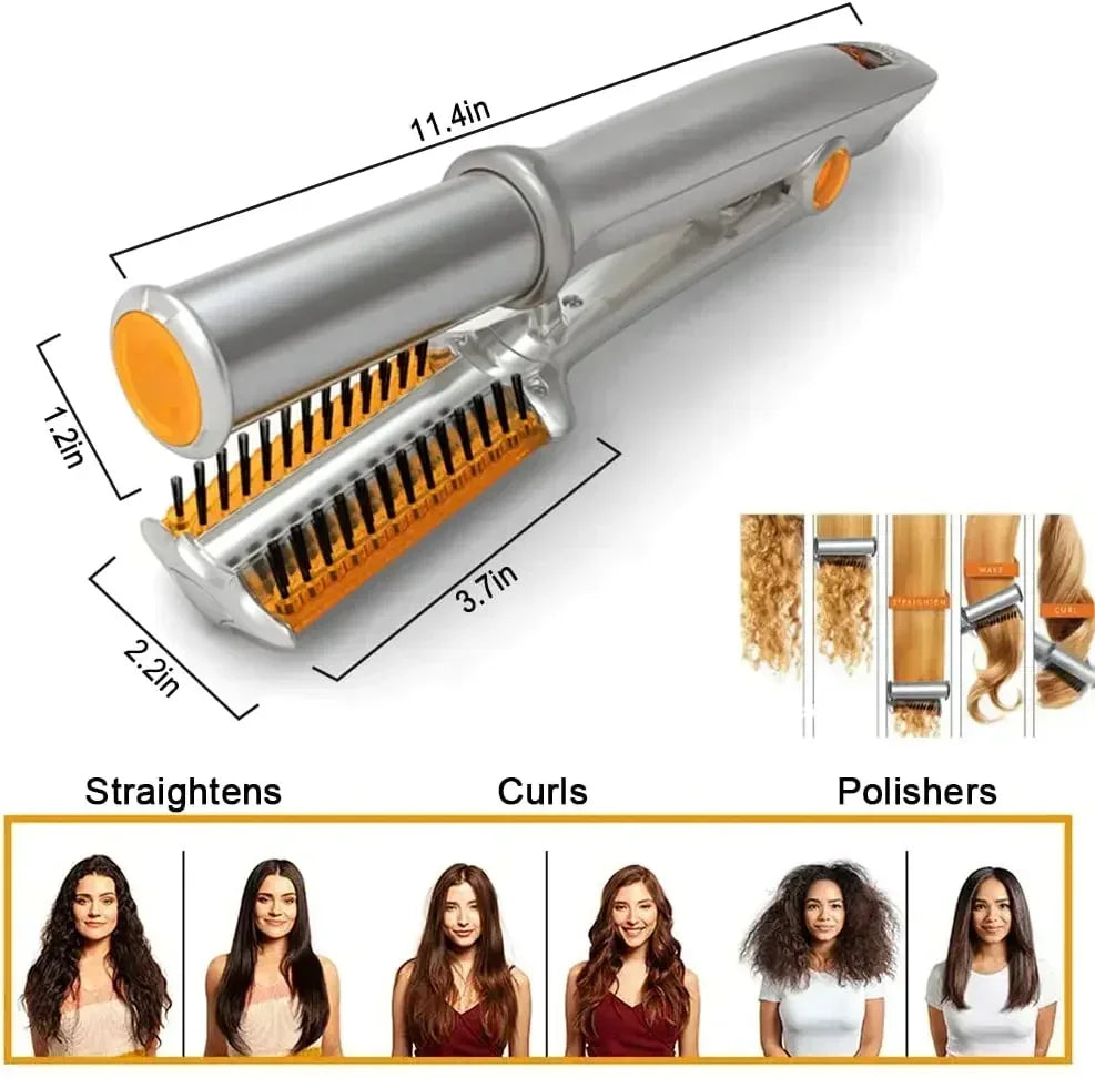 Professional Hairs Curler Straighter Rotating Hair Brush Curler Styler Hair Styling Tools Curling Iron Straighten Brush 2 In 1