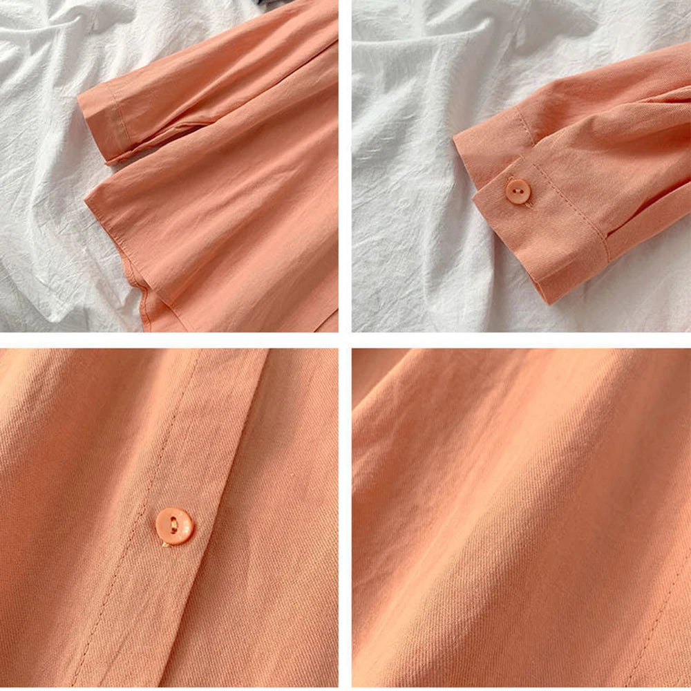 Solid White Shirt Women Casual Turn Down Collar Long Sleeve Pocket Women's Tops And Blouses Spring Office Lady Plus Size Shirts