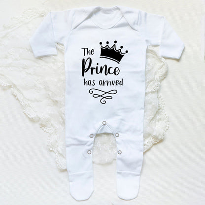 The Prince Has Arrived Print Baby Baby grow Sleepsuit Vest Bodysuit Newborn Boys Coming Home Hospital Clothes Infant Shower Gift