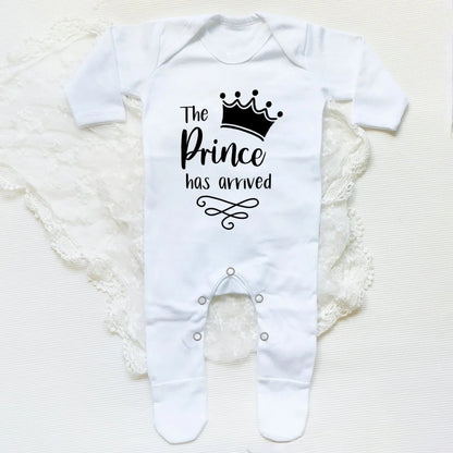 The Prince Has Arrived Print Baby Baby grow Sleepsuit Vest Bodysuit Newborn Boys Coming Home Hospital Clothes Infant Shower Gift
