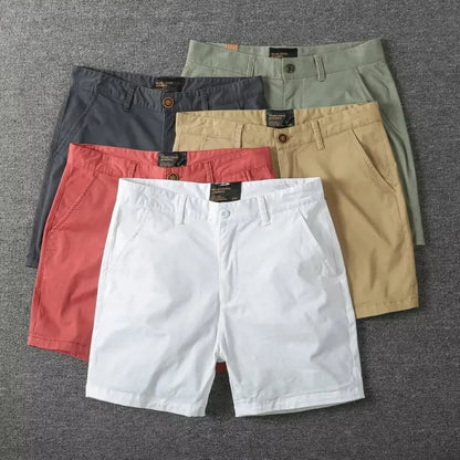 Men's Casual Cotton Shorts Summer Solid Color Slim Fit Loose Fit Thin Three-quarter Length Pants  Workwear