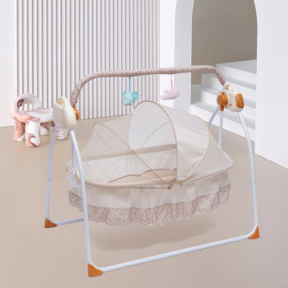 5 Gears Electric Auto-Swing Baby Crib Cradle Sleep Bed Infant Rocker + Net Music Bluetooth Music Adjustable+ Mat