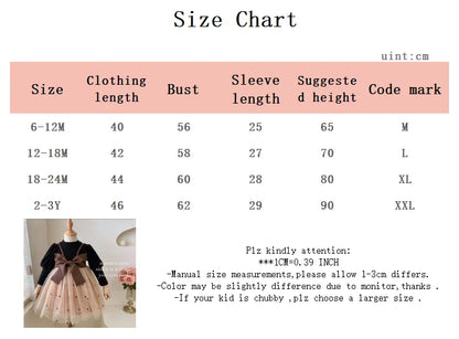 Children's clothing Baby girl Delicate Big Bow Birthday Party Dress Suitable fit 1-3 Year Baby Spring and autumn Fashion Dress