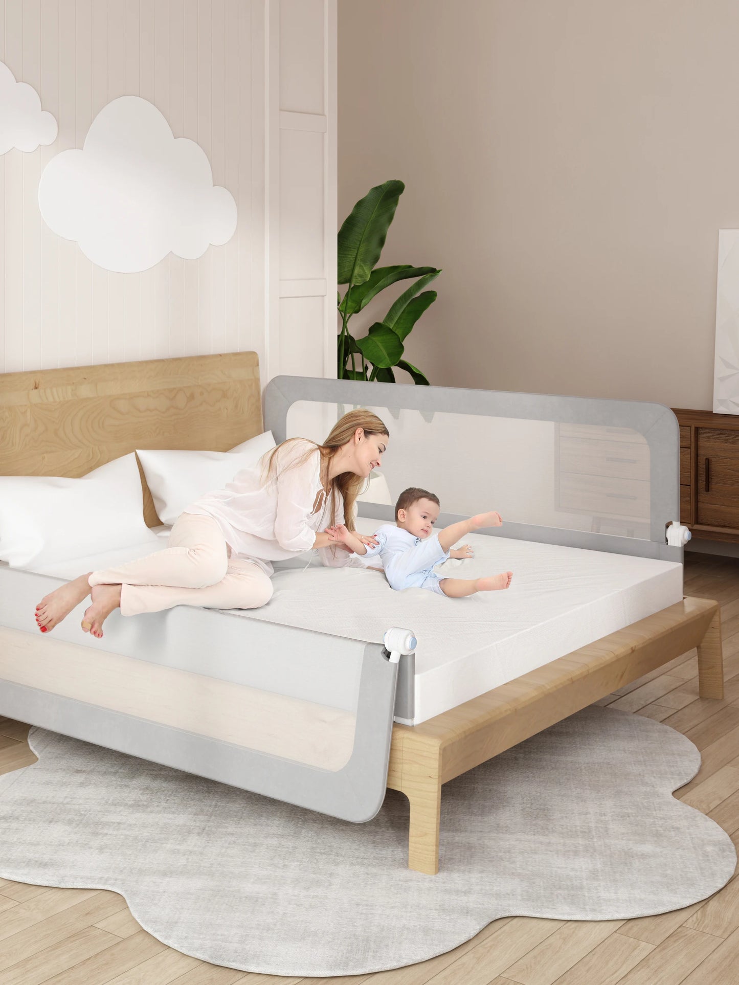 New Arrival Bed Rail Guard for Baby Crib Rails No-assembly Bed Protective Barrier for Kids Safe Fence