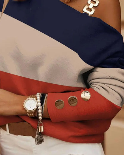 Sexy Off Shoulder Halter Neck Women Blouse Long Sleeve Fashion Print Casual Loose Tops 2025 Autumn Elegant Office Ladies Blouses