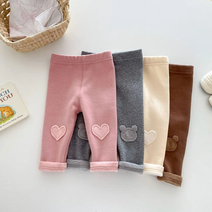 4646 Buy 2pcs Wholesale Baby Pant 2024 Winter New Girls' Leggings Korean Patch Plus Velvet 0-5 Years Baby Pants Trousers