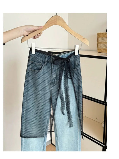 INS Blogger Lace Layered Gauze Skirt Y2k Streetwear Apron Wrap Skirt Lace Up Matching Pants Spicy Girl Stacked Y2k Wrap Skirt