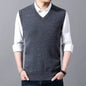 New Men's Autumn High-end Sweater Vest V-neck Warm Knit Sleeveless Men's Clothes Pullover Tops