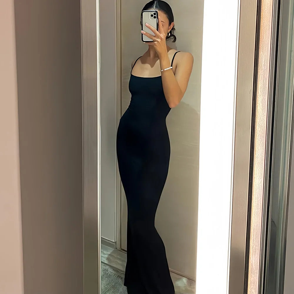 Women's Casual Lounge Slip Long Dress Sexy Sleeveless Backless Bodycon Maxi Dresses Summer Slim Elegant Sexy Outfits Ladies