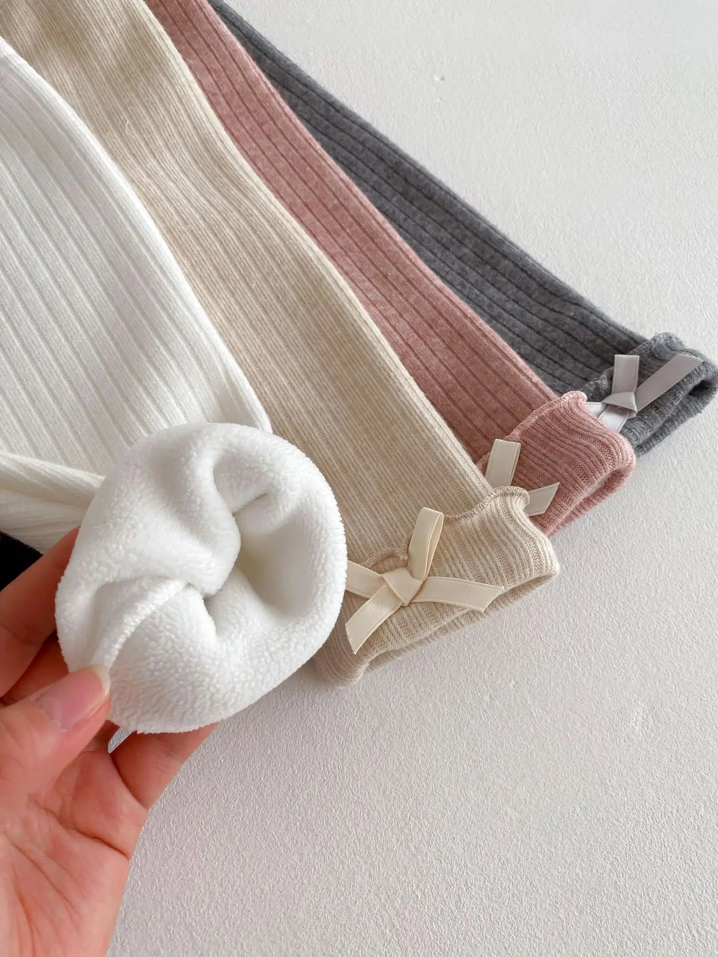 2025 Winter New Baby Plus Velvet Thick Leggings Cotton Girls Cute Bow Warm Trousers Infant Fleece Casual Pants Toddler Clothes
