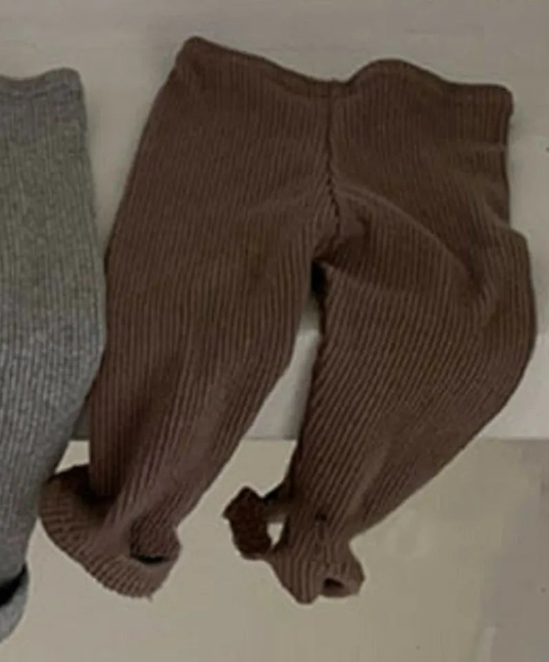 Baby Clothing 2025 Autumn Boys and Girls Simple Style Leggings Solid Color All Match Knitted Elastic Waist Casual Simple Pants