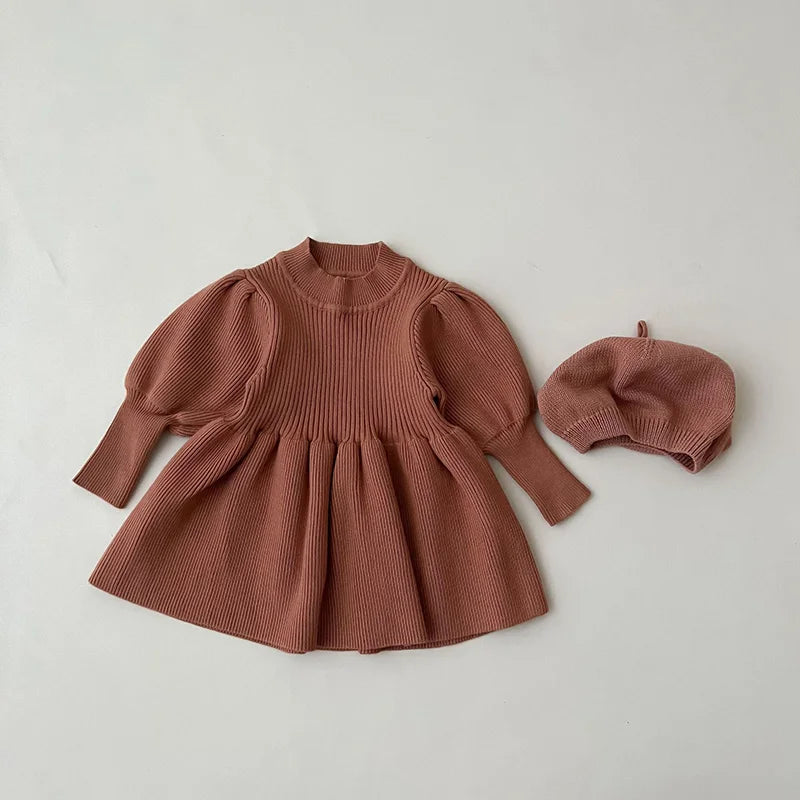 0-4Y Autumn Boutique Vintage Style Puff Sleeve Kids Baby Girl Clothes Dresses Draped Princess Dress for Girls