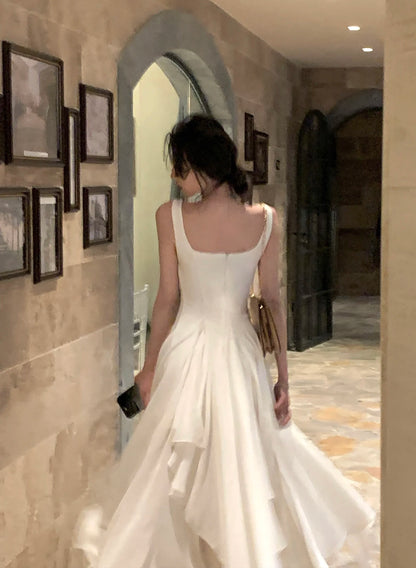 French Elegant Ruffles White Midi Dresses 2025 Summer New Evening Party Women Clothes Fashion Sundress Birthday Ladies Dress