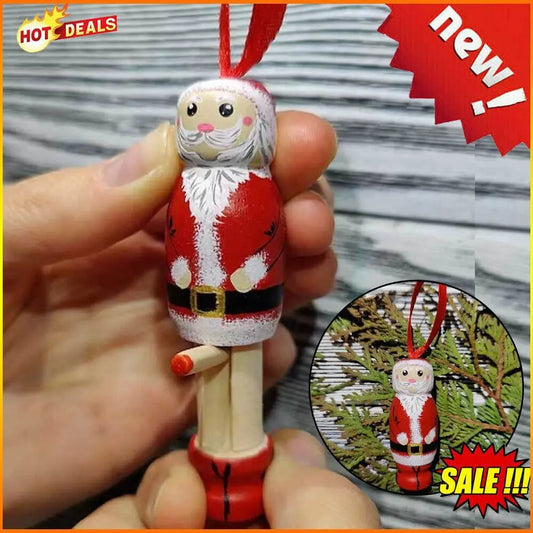 Christmas Wood Novel Holiday Hanging Party Decors Funny Santa Ornament Christmas Tree Decoration