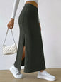 Women's Slit Knitted Skirt 2025 New Solid Color Hip-covering High Waist Side Slim Long Skirt Women's Skirt