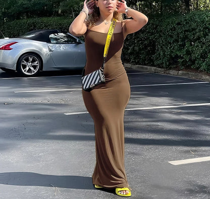 Women's Casual Lounge Slip Long Dress Sexy Sleeveless Backless Bodycon Maxi Dresses Summer Slim Elegant Sexy Outfits Ladies