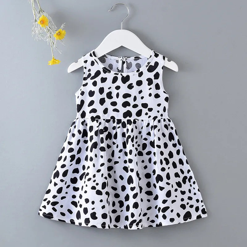 Casual Baby Girl Vest Cotton Infant Dress Toddler Sleeveless A-Line Pleated Kids Clothes Mini Princess Dress