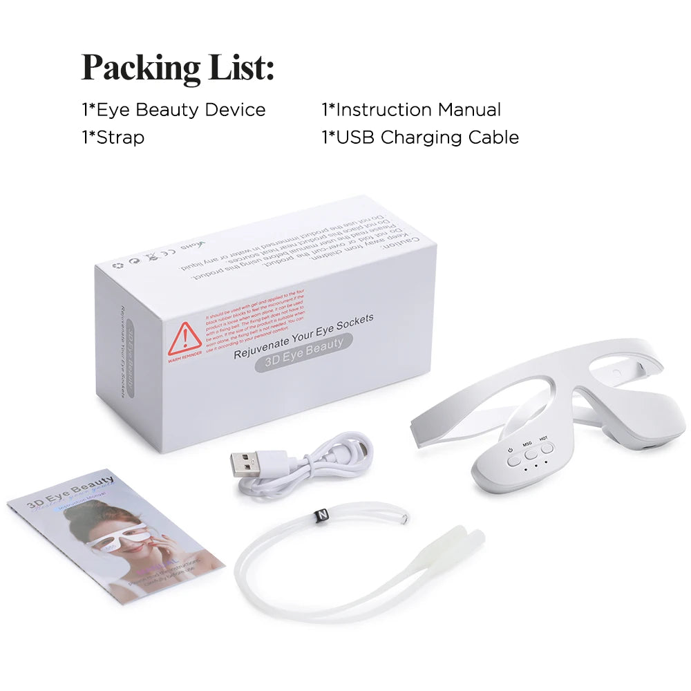 Electric 3D Eye Beauty Device with 3 Modes - Eye Vibrator Massage & 36 LED Light Therapy for Gentle Fatigue Relief And Dark Circ