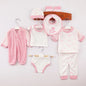 8Piece Spring Girl Boy Clothes Korean Cartoon Cute Stripe Print Tops+ Pants+ Jumpsuits Baby Clothing Newborn
