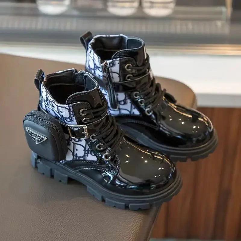 Spring and Autumn Girls Kids Shoes Ankle Boots Fashion British Style Single Boot Soft Sole Versatile Children's  Leather Shoes