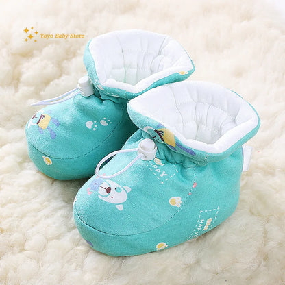 Newborn Baby Shoes for Boys Girls Winter Warm Thicken Plush Toddler Shoes Soft Sole Kids Short Booties Infant First Walker