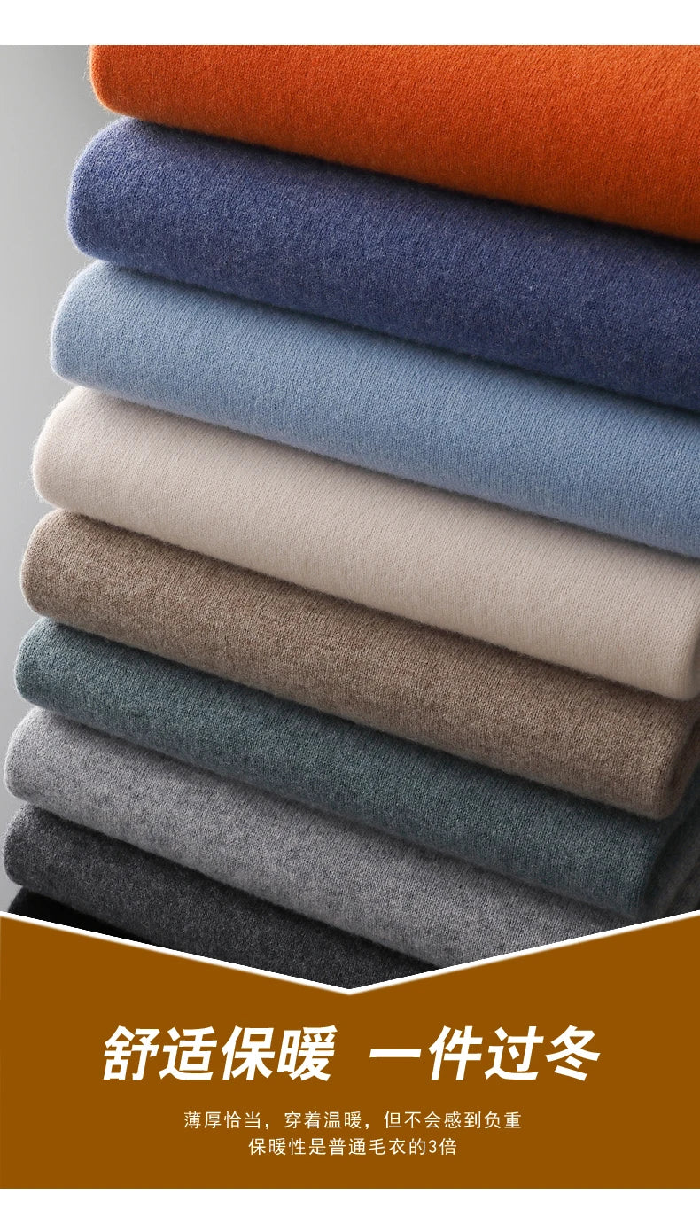 100% merino cashmere sweater men's round neck pullover business casual fashion top knitted loose men's Jacket