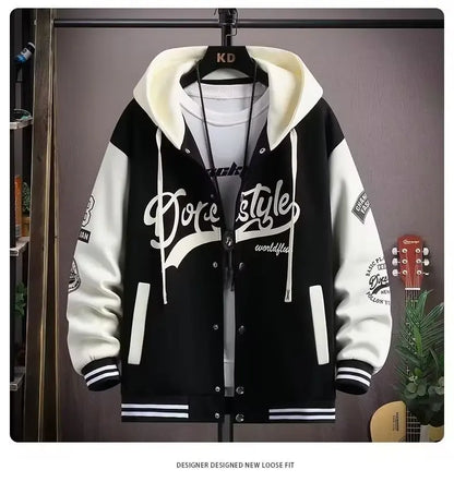 Men's Hooded Baseball Jersey Autumn Korean Casual Hooded Jacket Harajuku High Street Fashion Men's Clothing High Quality Coat