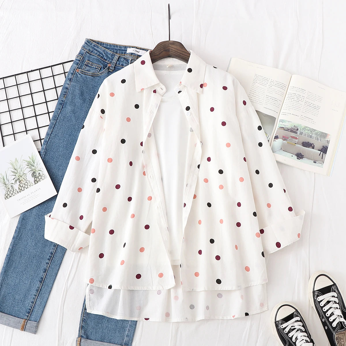 Loose Casual Striped Shirts Women 2025 New Ladies Sweet Simple Style Long Sleeve Print Shirt Female Blouse and Tops Lady Clothes