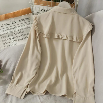 Women Sweet Shirts Cute Tops Peter Pan Collar S-3XL Loose Fashion Temper Minimalist Lolita French Elegant Clothes Trendy 5-Color