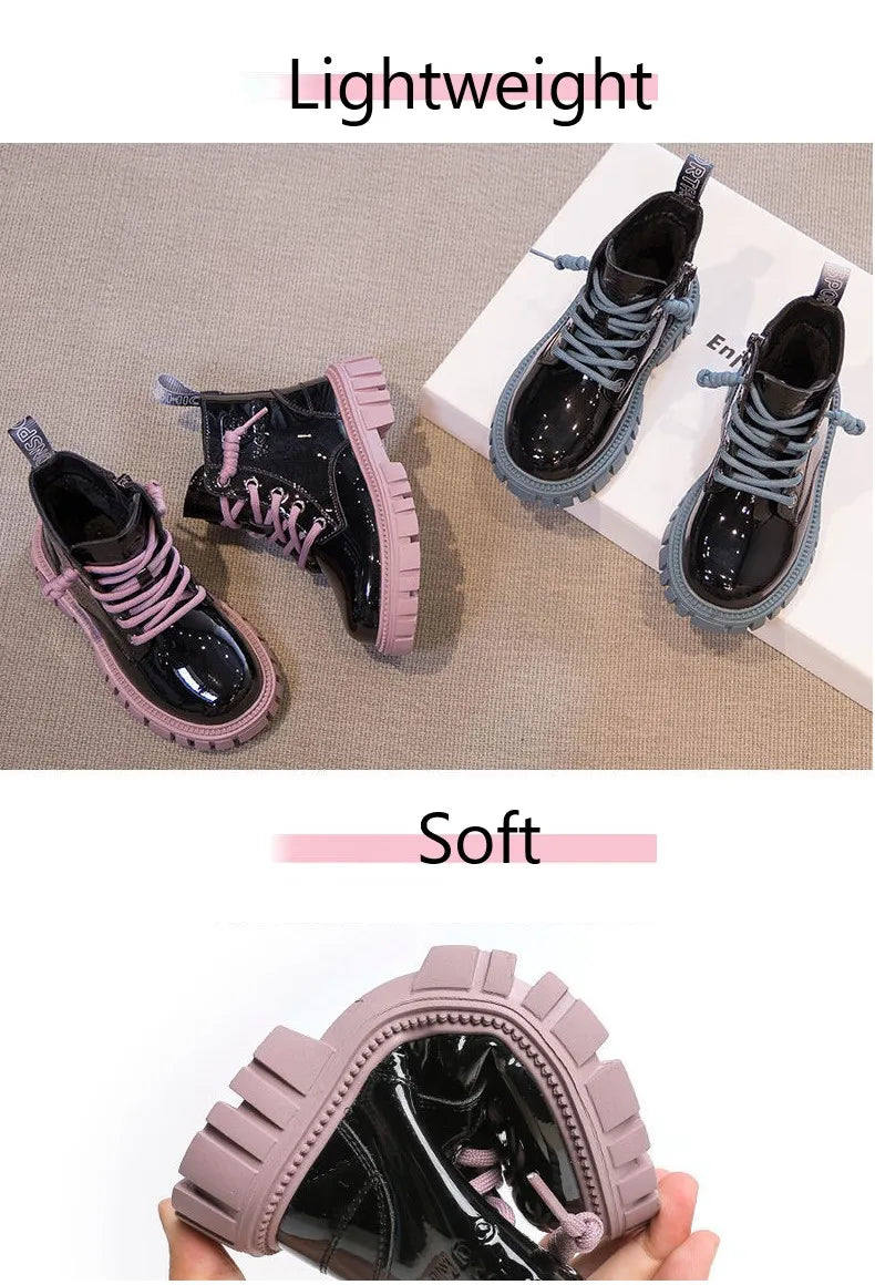 Fashion Kids Boots Girls British Style Children's Ankle Boots Autumn Winter Warm Waterproof Boys Boots 3-15 Years Old Snow Boots