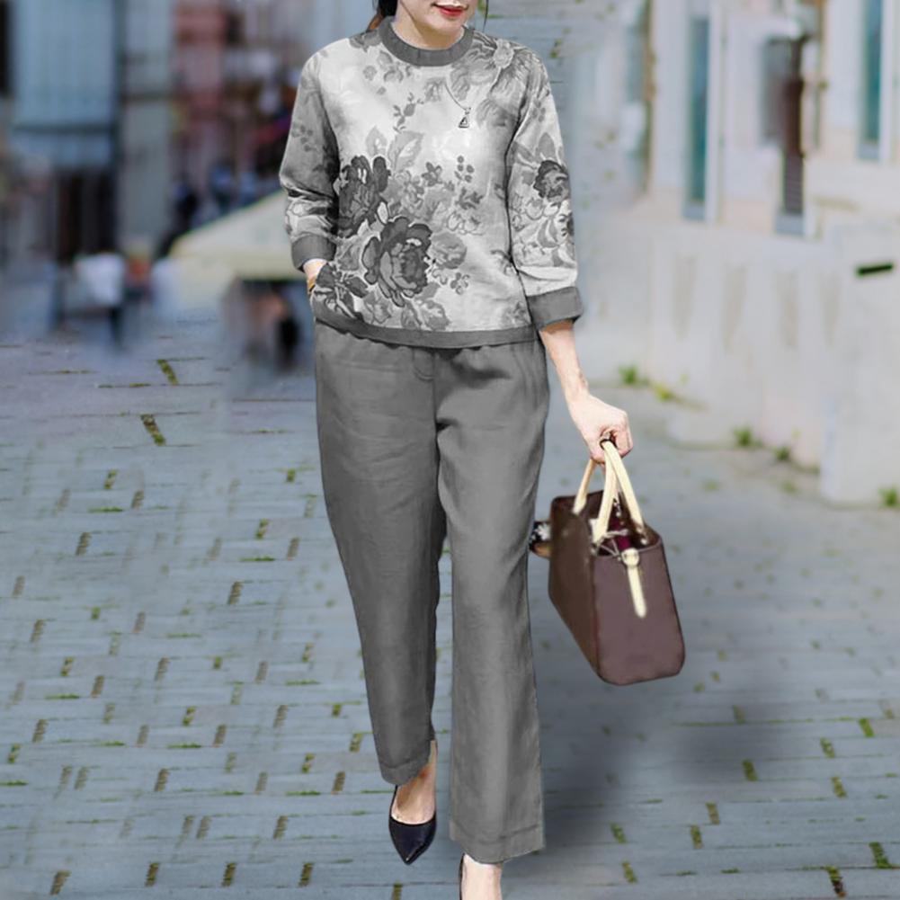 Summer Sets Large Silk Wide Leg Trouser Set Women's Spring 2025 New Print Silk Fashion Slim Two Piece Set Female Elegant