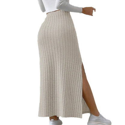 Solid Bodycon Ruched Knitted Long Skirt Women Sexy Black Elastic Elegant High Waist Mermaid Sheath Maxi Skirts Summer Streetwear