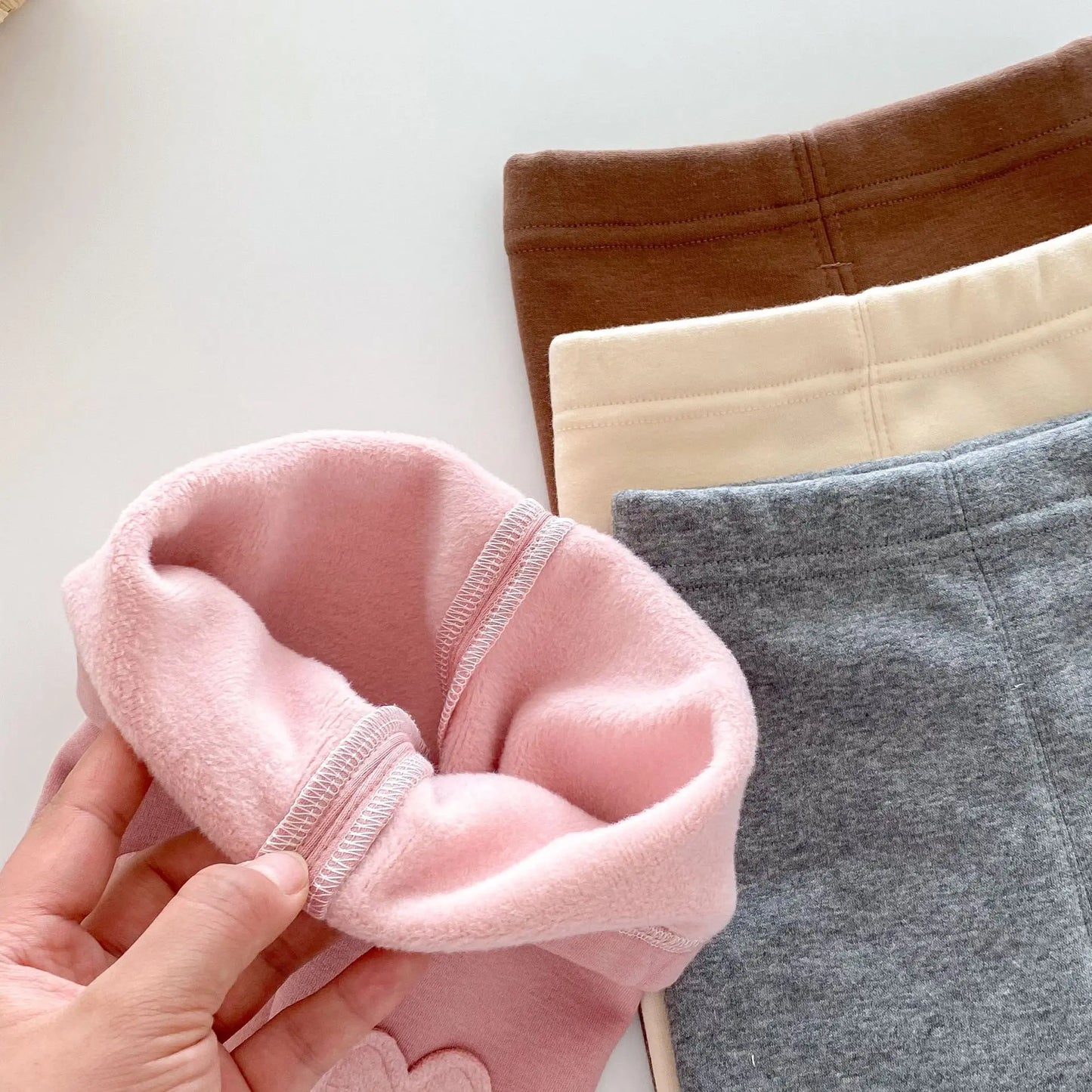 Girls Leggings 2024 Winter 0-5Y Children's Clothes Baby Girls Patch Plus Velvet Warm Pants Trousers