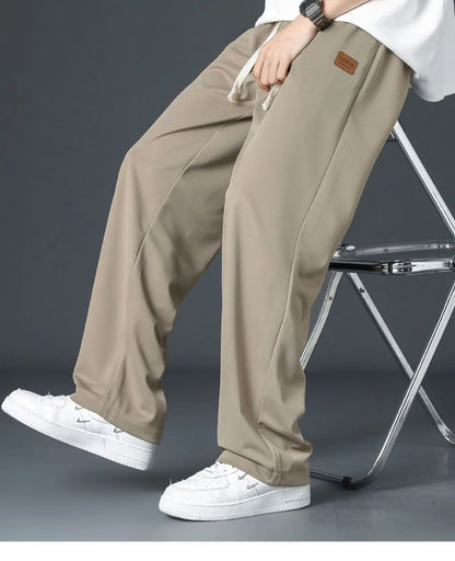 Spring Summer Men Oversize Casual Pants Fashion New Male Drawstring Elastic Waist Solid Loose Sports Wide Leg Straight Trousers