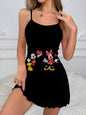 Sexy Dress Lettuce Trim Minnie Mouse Fashion Summer Dresses 2025 Crew Neck Disney Women's Elegant Chic Mini Trim Neck Slip Dress
