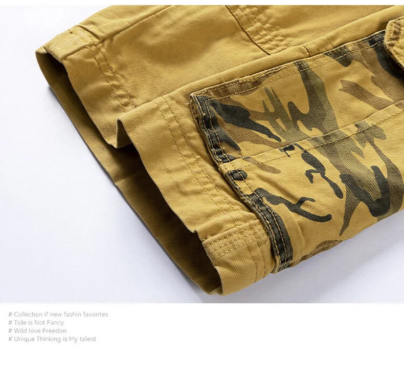 New Summer Men Cargo Camouflage Shorts Men's Cotton Beach Multi Pocket Shorts Man Spring Casual Joggers Shorts Male