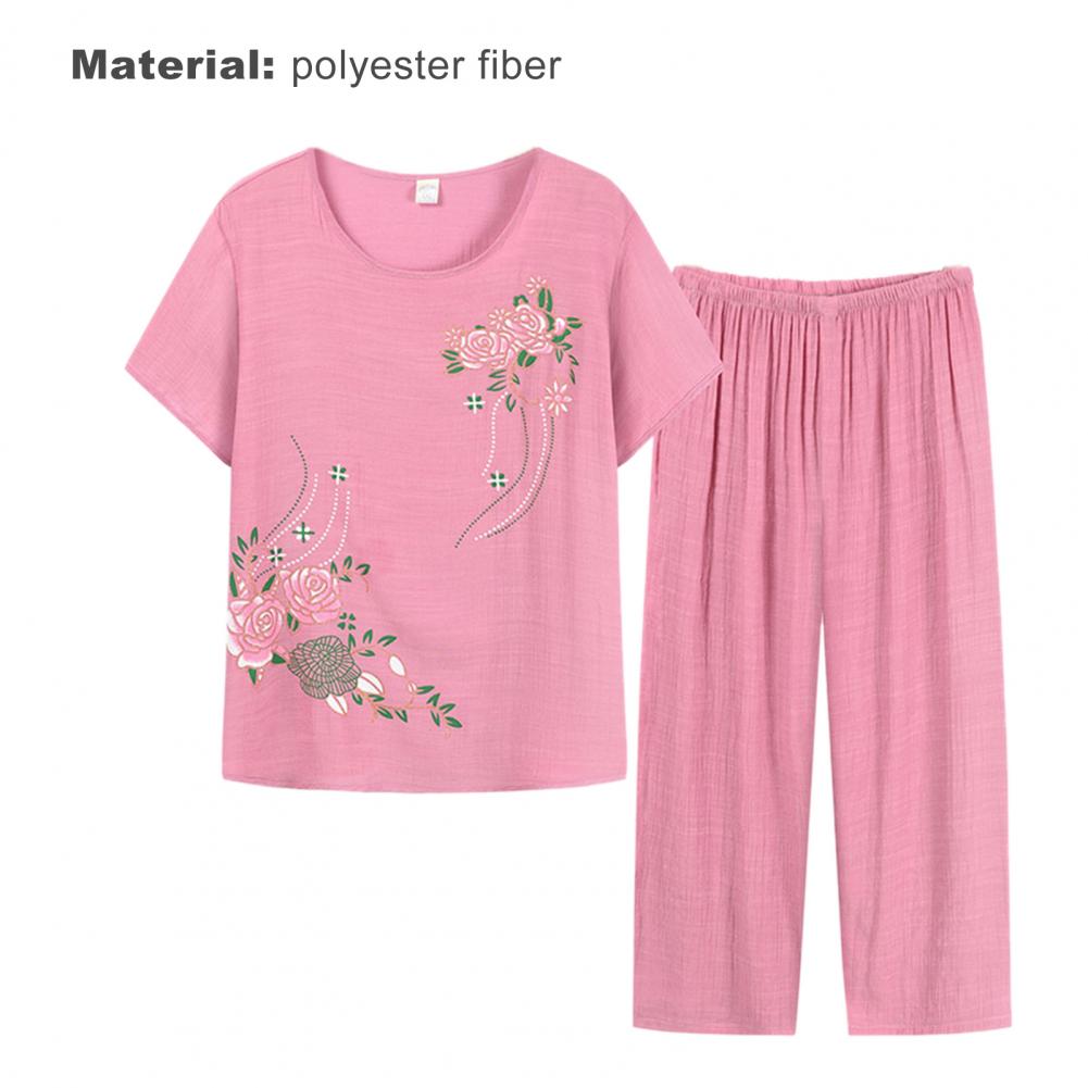 New Arrival Female Pajamas Set Sleepwear Women Cotton Print Flower Pyjamas Summer Loose Nightwear Home Large XL-4XL