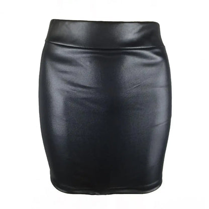 Women Mini Skirt Solid Color High Waist Slim Fit Skinny Matte Faux Leather Cozy Commuter Bodycon Skirt OL Office Pencil Skirts